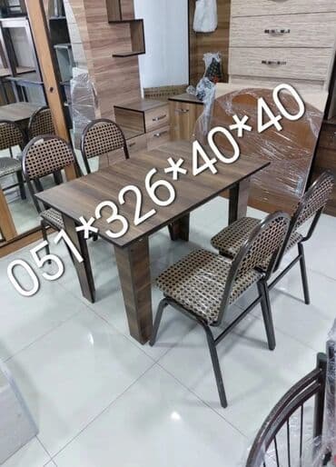 Masa və oturacaq dəstləri: Qonaq otağı üçün, Yeni, Dördbucaq masa, 4 stul — 14