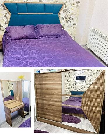 Двуспальная кровать, Трюмо, Тумба, Шкаф, Б/у