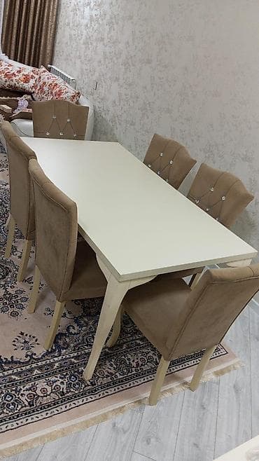 Qonaq otağı üçün, Açılmayan, Dördbucaq masa, 6 stul — 1