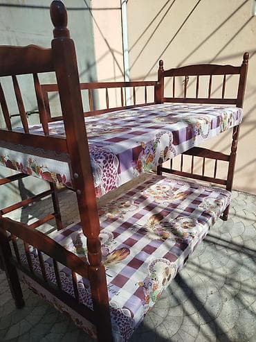 taxta nərdivan: Oğlan və qız üçün, Çarpayı, Matras ilə, Siyirməsiz, Taxta — 2