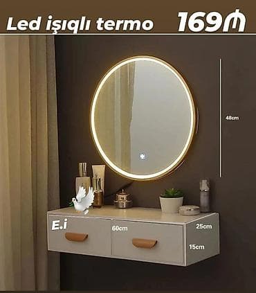 Güzgü Divar üçün, Dairə, Makiyaj üçün, Arxa işıqlı