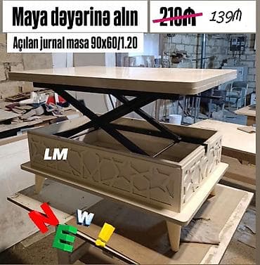 acilan stollar: Jurnal masası, Açılan, MDF, Dördbucaq masa — 3