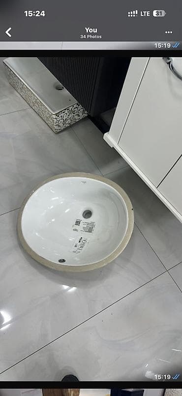 Dairəvi vannaya otağı üçün keramika qab (çuqun deyil). - Material