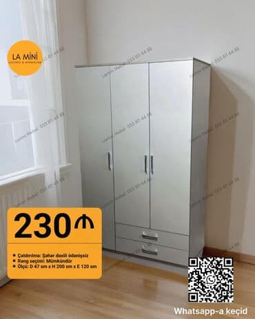 əşya alıram: Yeni, Açılan, 3 qapılı Düz dolab, Qarderob, paltar dolabı, Azərbaycan — 1