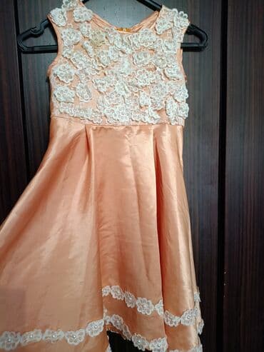 Qız uşağı üçün şık ziyafət/ətəkli don - Rəng: Şaftalı (pastel ton) -