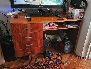 sdol: Düz masa, Stulsuz, Polkalı, Siyirməli, Taxta — 1