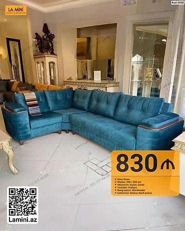 kreditle kunc divanlar: Künc divan – model Kod: 6958 - Ölçü: 300 x 200 sm - Mexanizm: Açılan — 1