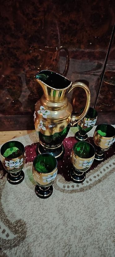 ag yolka: Çex şüşəsi dəstlər Hamısı Daxil - Yaşıl-şüşə və qızılı tonlarda — 1