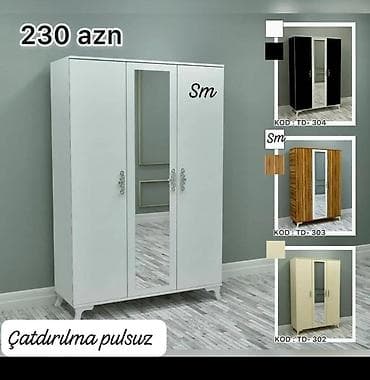Üç qapılı paltar şkafı – güzgülü model Qiymət: 230 AZN Çatdırılma — 1