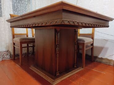 işlənmiş stol stul: Qonaq otağı üçün, İşlənmiş, Açılan, Dördbucaq masa, 8 stul — 2