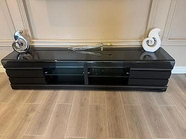 kunc ref: Düz TV altlığı, Polkalı, Şüşəli — 1