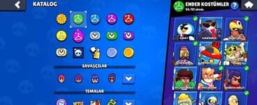 Brawl Stars oyun hesabı, müxtəlif döyüşçüləri və kostyumları əhatə