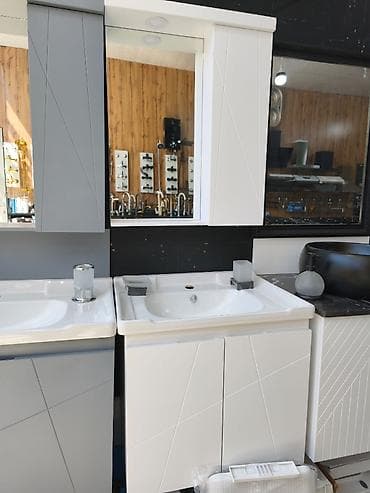 Hamam mebeli dəsti – lavabo, alt dolab və güzgülü asma şkaf - Rəng