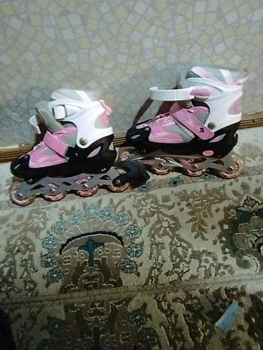 rollik: Uşaqlar üçün tənzimlənən inlayn konki cütü. - Rəng: çəhrayı–ağ–boz — 1