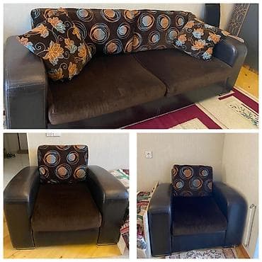 kresli: İşlənmiş, Divan, 2 kreslo, Bazasız, Açılmayan — 1