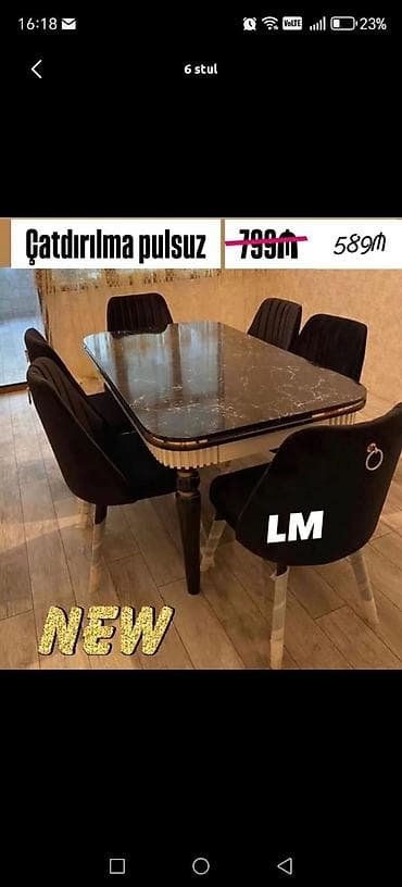 Qonaq otağı üçün, 6 stul