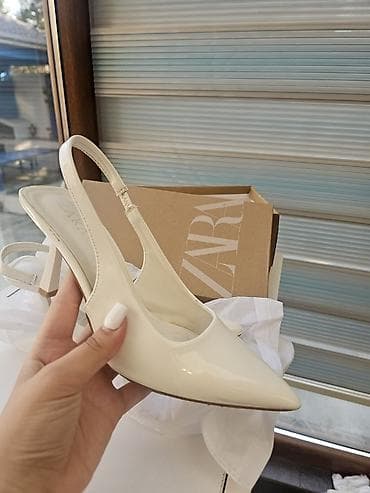 Tuflilər: ZARA qadın ayaqqabısı – slingback model - Rəng: White (ağ) - Ölçü: 38 — 3