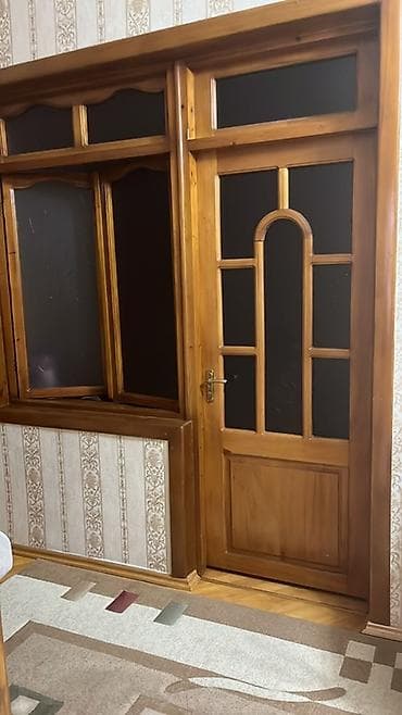 Taxta otaq qapısı – şüşəli dekorativ dizayn - Material: tam taxta — 3