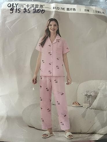 Qadın pijama dəsti – qısaqol köynək və uzun şalvar 🆘Yenidir