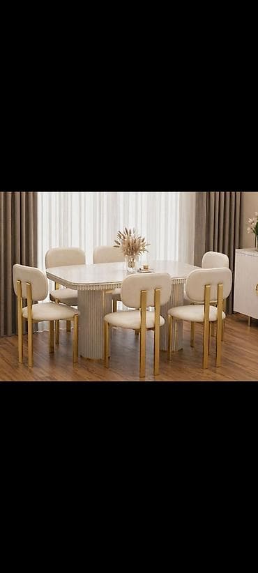 Qonaq otağı üçün, İşlənmiş, Oval masa, 6 stul
