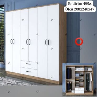 Açılan, 5 qapı Düz dolab, Qarderob, paltar dolabı