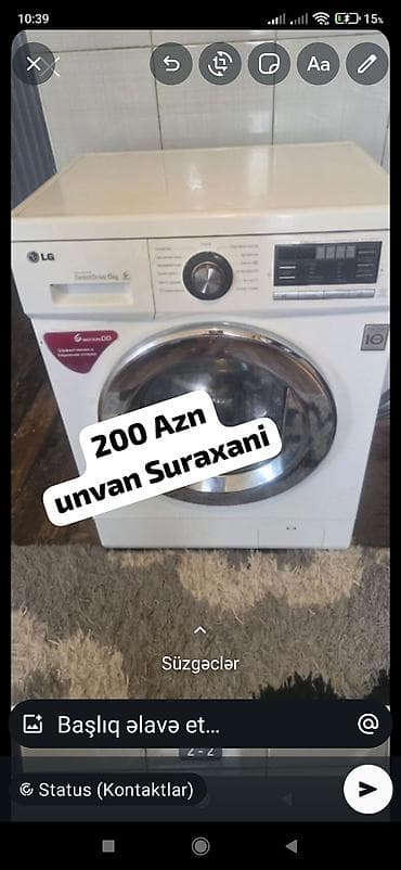 soyuducu et: Paltaryuyan maşın LG, 6 kq, Avtomat, Qurutmasız, Kredit yoxdur — 1