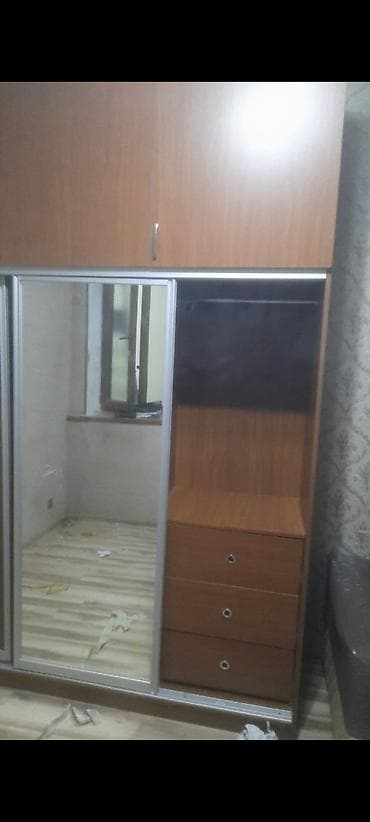 dekor ref: Geniş tutumlu sürgülü qapılı şkaf - Material: ağac teksturalı — 2