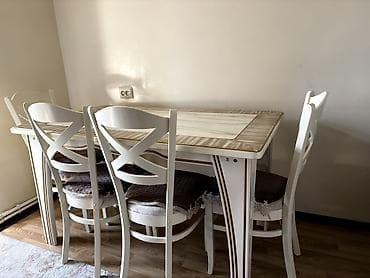 Mətbəx üçün, İşlənmiş, Açılmayan, Dördbucaq masa, 4 stul