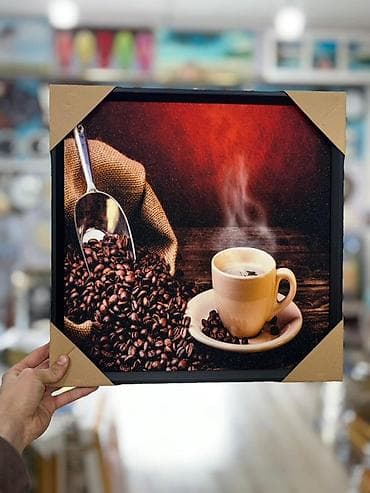 Kafe mövzulu divar rəsmləri – çərçivəli dekor seti Divar tablosu kofe