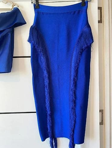 desd paltarlar: Kobalt mavi rəngdə iki hissəli qadın dəsti: Materalı beden — 6