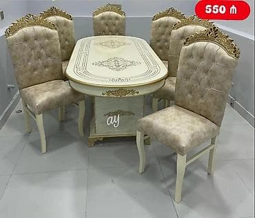 stul oturacaq: Qonaq otağı üçün, Açılmayan, Oval masa, 6 stul — 1