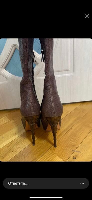 qadin botlari: Ölçü: 39, rəng - Qəhvəyi, İşlənmiş — 3