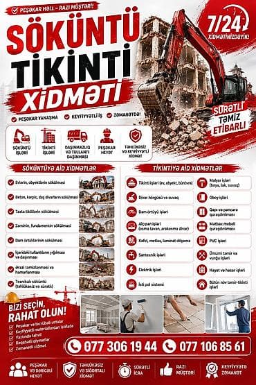 demir seyf qapi: Söküntü və Tikinti Xidməti – sürətli, təmiz, etibarlı Peşəkar — 1