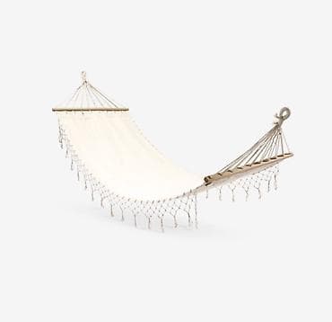 moms 4: Bağ və ya balkon üçün dekorativ asma hamak - Rəng: krem/ağ - — 3