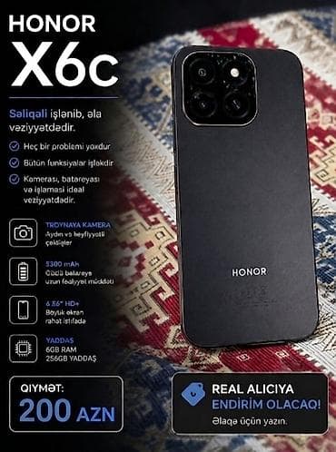 smart tv bokslar: Honor X6c, 256 GB, rəng - Qara — 1
