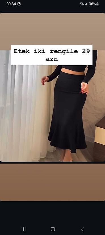 Hicab: Qadın etəyi – iki rəngdə - Rənglər: qara və krem - Model: beldən — 1