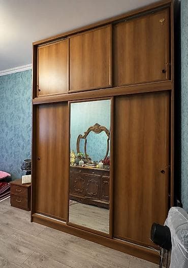 Yeni, 3 qapılı, Güzgülü, Qəhvəyi, Digər material, Kupe, Düz dolab