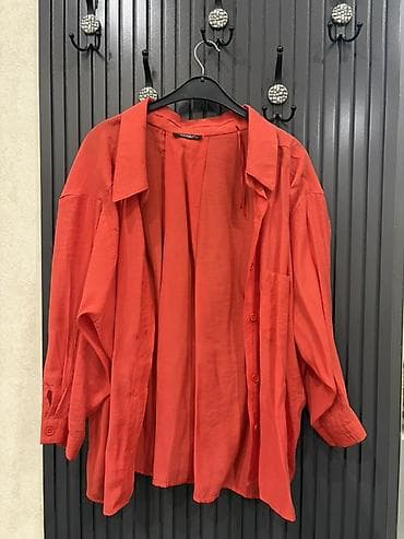 qadin paltar: Narçiçeyi (qirmizi) rengde nazik ketan oversize model saroçka — 1