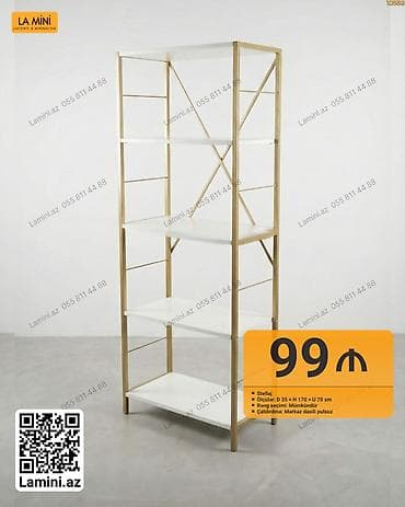 ucuz mebil: Metal karkaslı çoxməqsədli stellaž - Dizayn: minimal və modern; — 1