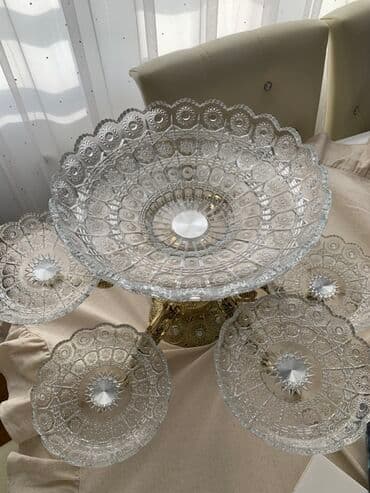 heinz kaşaları: Kristal meyvə və şirniyyat stendi – 5 qablı - Kompozisiya: 1 böyük — 2