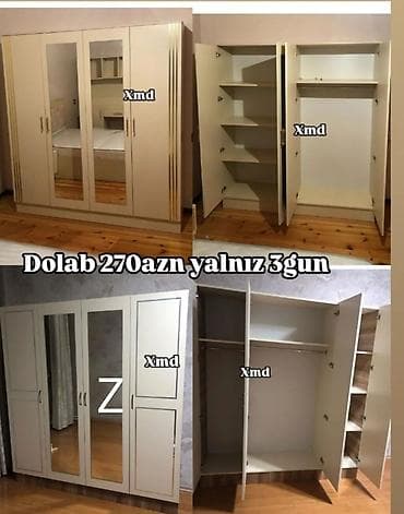 pencere qapi: Yeni, 4 qapılı, Güzgülü, Ağ, Taxta, Açılan, Düz dolab — 1