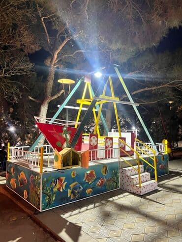 Uşaq Attraksionları Komplekti - Dəniz mövzulu yelləncək-gəmi: Metall