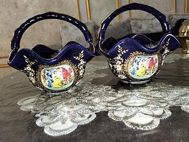 taxta sebet: Məhsul: 2 ədəd dekorativ porselen səbət - Material: Porselen/keramika — 3