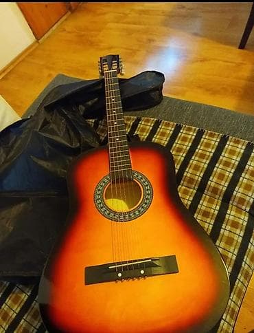 gitara aksesuar: Aköstik gitar – dreadnought korpus, sunburst (qırmızı-narıncı-qaraya — 1