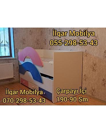 ucuz krafat: Oğlan və qız üçün, Yeni, Çarpayı, Matrassız, Siyirməsiz, Laminat — 7