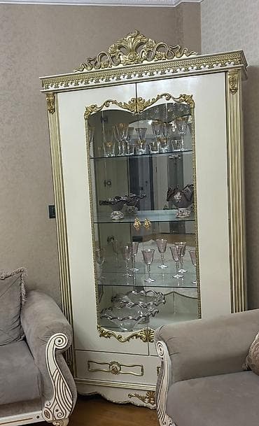 Klassik üslubda qonaq otağı mebel dəsti - Rəng: krem (fildişi) və — 3