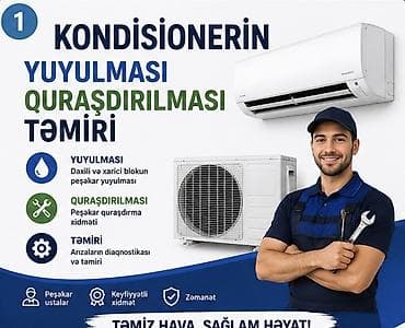 Kondisioner xidmətləri Hər növ Kondisionerin yuyulması
