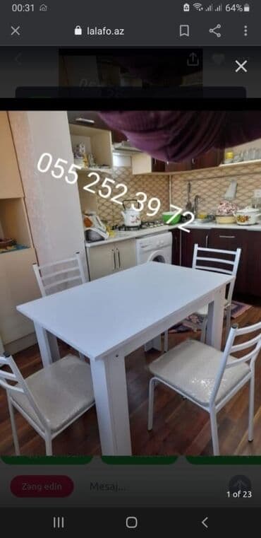 stol və stul dəstləri: Yeni, Dördbucaq masa, 10 stul, Açılmayan, Stullar ilə, Taxta, Azərbaycan — 9