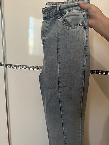 ZARA qadın cins şalvarı - Rəng: açıq-boz/stone-wash denim - Yüksək — 4
