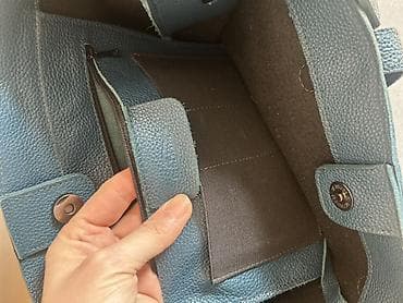 deri canta: Mavi rəngli dəri tote çanta.Bolqarıstandan alınıb.Əla — 5